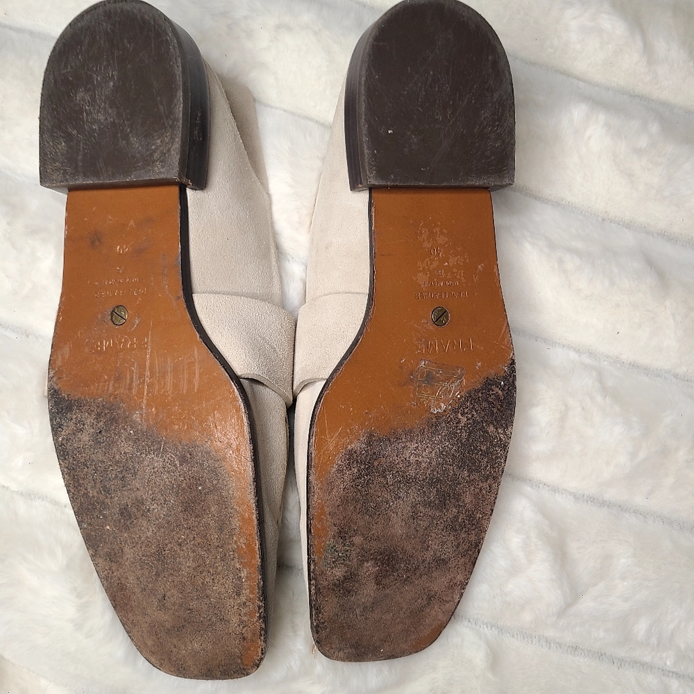 Frame Denim Cream and Gold Flats with Horsebit Detail - Picture 6 of 9